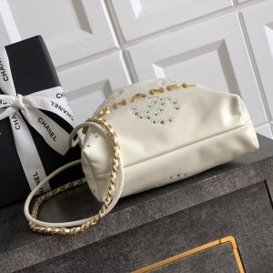 CC 25S Hobo Bag 18.5cm Cream Calfskin Gold Hardware