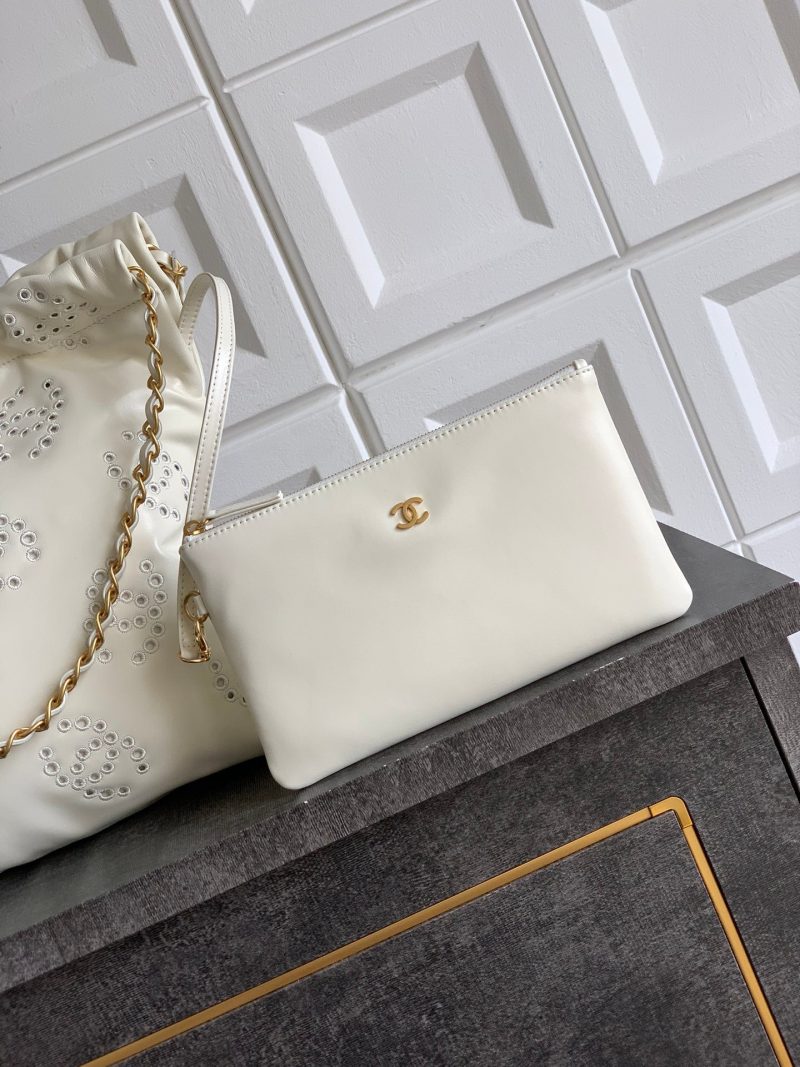 CC 25S Hobo Bag 30cm Cream Calfskin Gold Hardware