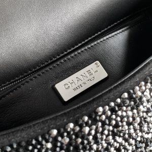 CC Classic Flap Bag 20cm Full Diamond Black Calfskin