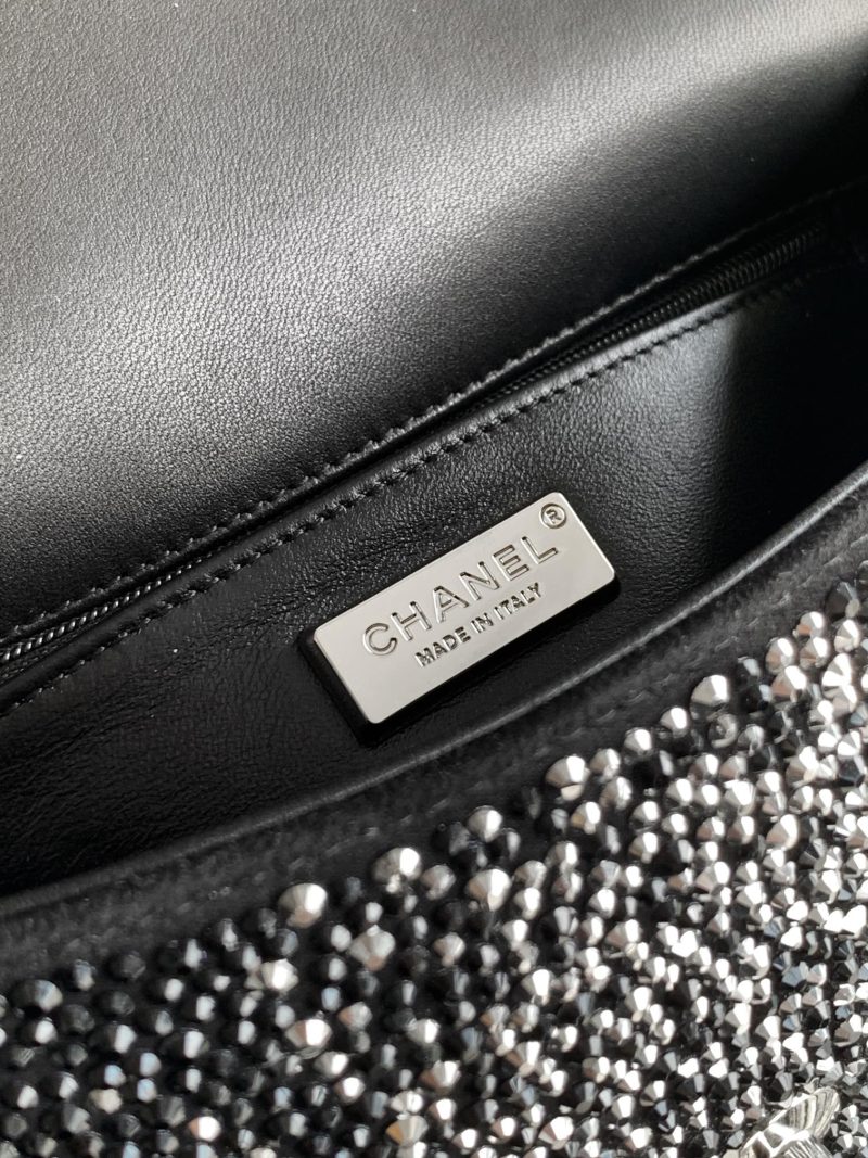 CC Classic Flap Bag 20cm Full Diamond Black Calfskin