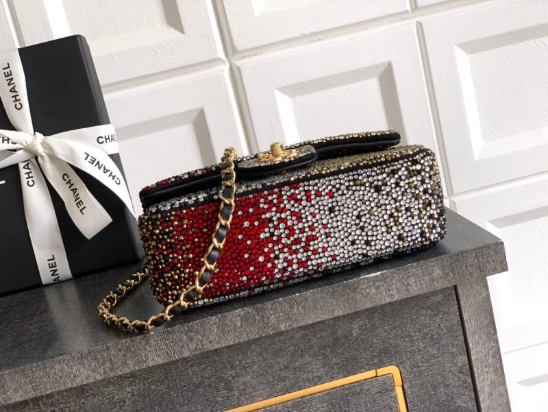 CC Classic Flap Bag 20cm Full Diamond Mutilcolor Calfskin