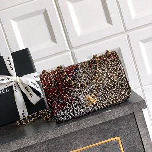 CC Classic Flap Bag 20cm Full Diamond Mutilcolor Calfskin