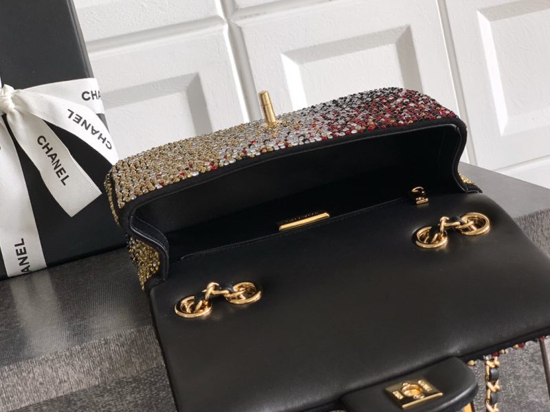 CC Classic Flap Bag 20cm Full Diamond Mutilcolor Calfskin