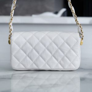 19 FLAP BAG 18 WHITE BODIN CALFSKIN GOLD HARDWARE