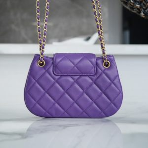 HOBO BAG 21 WITH LARGE LOGO IN PURPLE LAMBSKIN GOLD HARDWARE