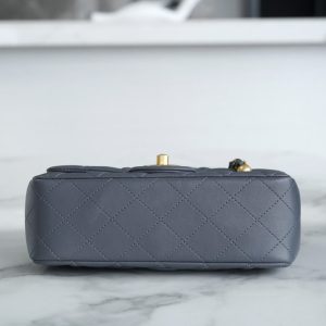CLASSIC FLAP BAG MINI RECTANGE 20 ROCK GRAY LAMBSKIN GOLD HARDWARE