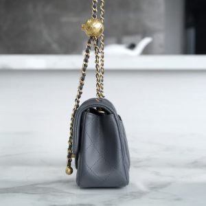 CLASSIC FLAP BAG MINI RECTANGE 20 ROCK GRAY LAMBSKIN GOLD HARDWARE