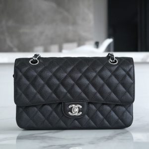 CLASSIC FLAP 25 BLACK CAVIAR SILVER HARDWARE