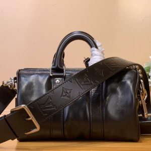 LV Keepall Bandouliere 25 Jmlt Black Calfskin 205345
