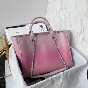 cc shopping bag 34cm pink purple calfskin silver hardware