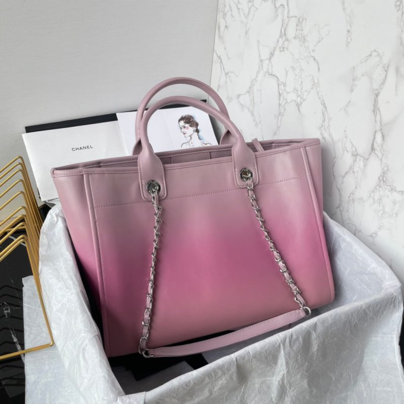 cc shopping bag 34cm pink purple calfskin silver hardware