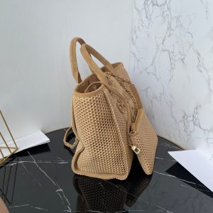 CC 25 Deauville Tote Bag 34cm Beige Crochet Suede