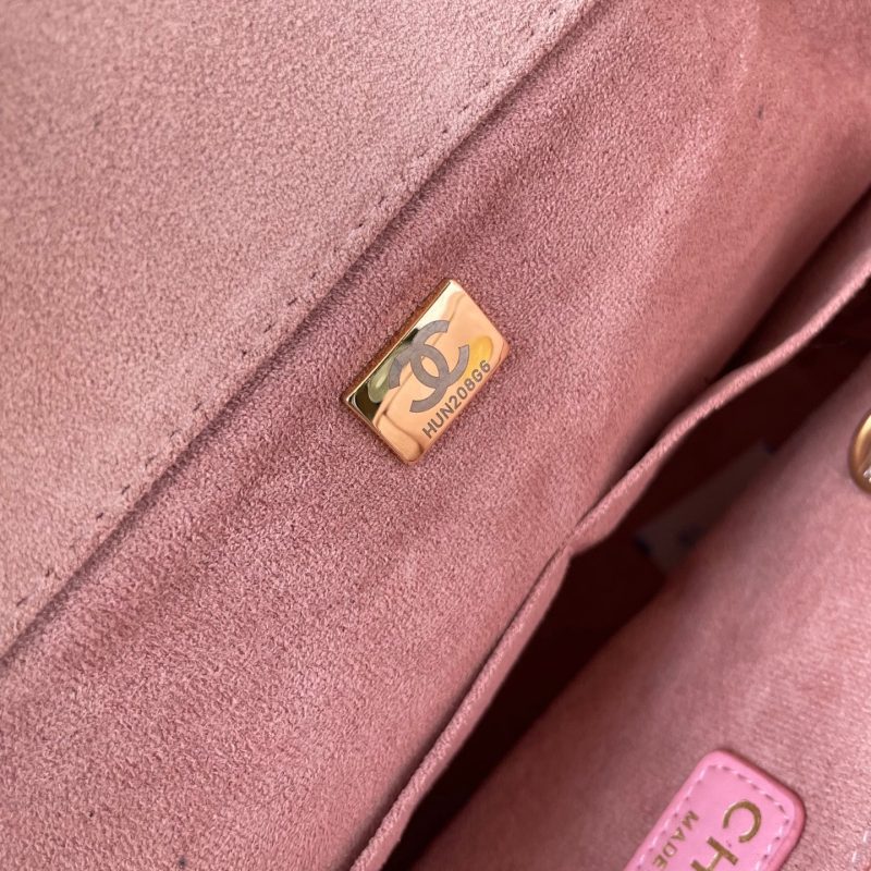 CC 25 Deauville Tote Bag 38cm Beige Pink Crochet Suede