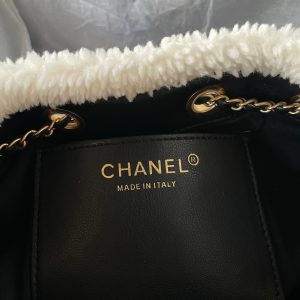 CC 25C Hobo Bag 30cm Black White Lambskin Gold Hardware