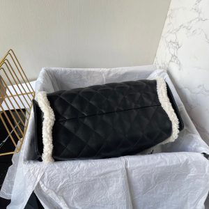 CC 25C Hobo Bag 30cm Black White Lambskin Silver Hardware