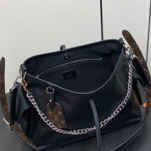 CARRY ALL PM 33.5 BLACK CLAFSKIN SILVER CHAIN