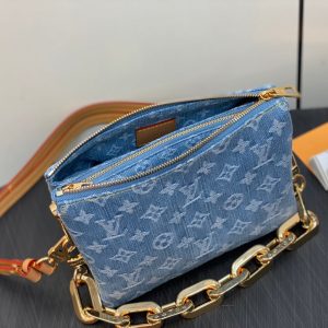 coussin bb 21 blue denim gold hardware