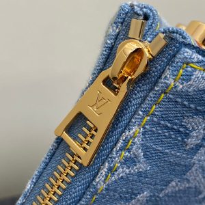 coussin bb 21 blue denim gold hardware