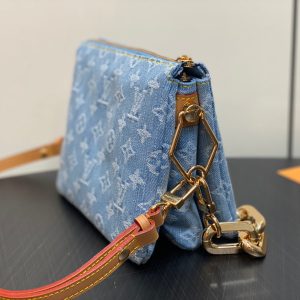 coussin bb 21 blue denim gold hardware