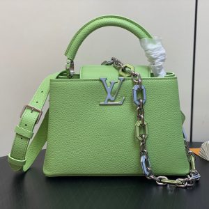 CAPUCINES BB 27 GREEN TAURILLON TURQUOISE SILVER HARDWARE