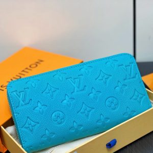 LV × TM Zipper Wallet Blue Gold Leather 329915