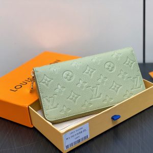 LV × TM Zipper Wallet Green Gold Leather 329877