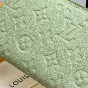 LV × TM Zipper Wallet Green Gold Leather 329877