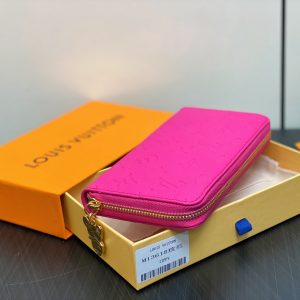 LV × TM Zipper Wallet Pink Gold Leather 329895