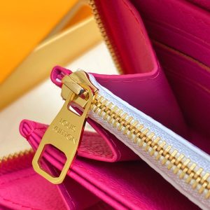 LV × TM Zipper Wallet Pink Gold Leather 329895