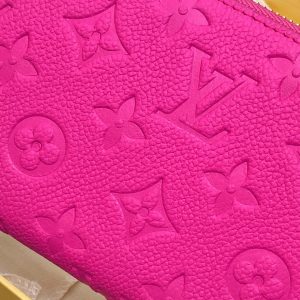 LV × TM Zipper Wallet Pink Gold Leather 329895