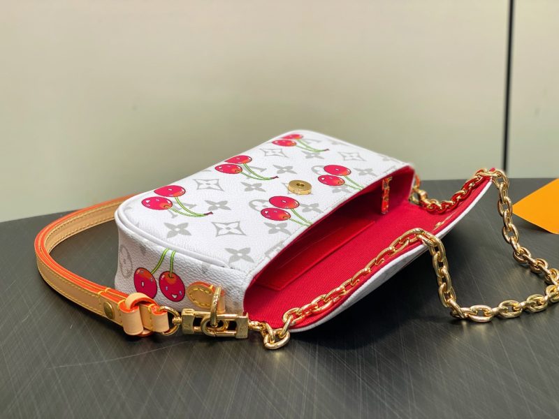 Ivy LV x TM Bag 23.5cm White Red Canvas Cowhide 335272