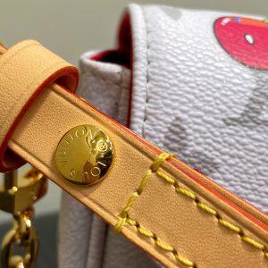 Ivy LV x TM Bag 23.5cm White Red Canvas Cowhide 335272