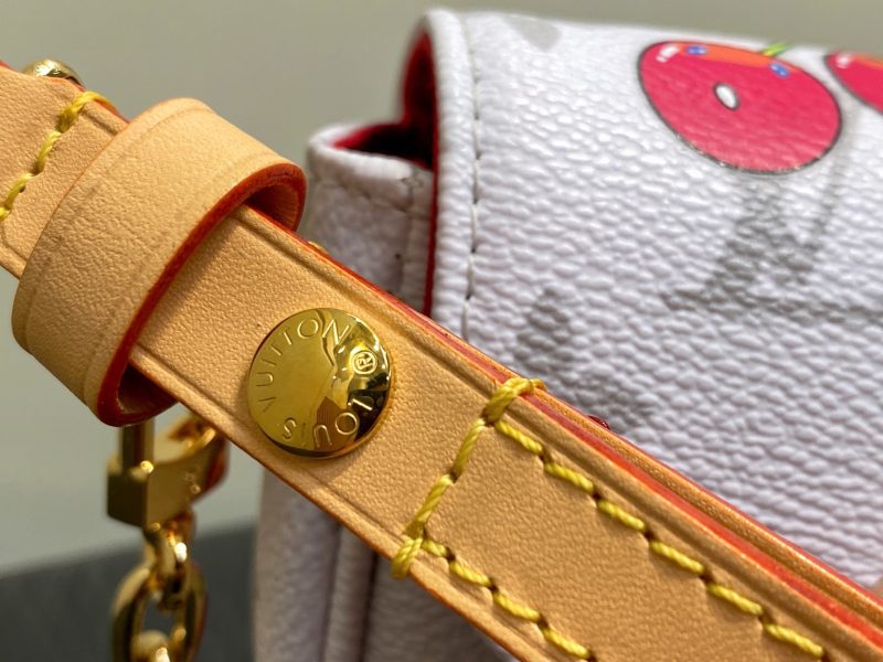 Ivy LV x TM Bag 23.5cm White Red Canvas Cowhide 335272