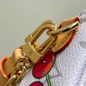 Ivy LV x TM Bag 23.5cm White Red Canvas Cowhide 335272