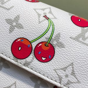 Ivy LV x TM Bag 23.5cm White Red Canvas Cowhide 335272