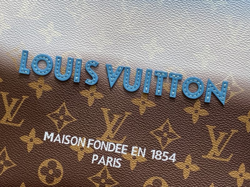 LV 2025 Blue Gradient Square Tote Shopping Bag Cowhide 343985