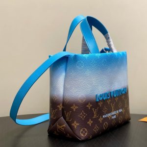 LV 2025 Blue Gradient Square Tote Shopping Bag Cowhide 343985