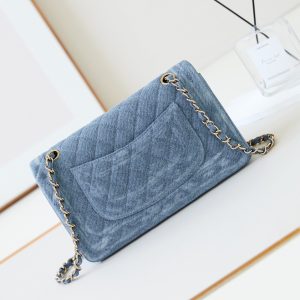 CC 24K Flap Bag 20cm Multi Charm Blue Denim Gold Hardware