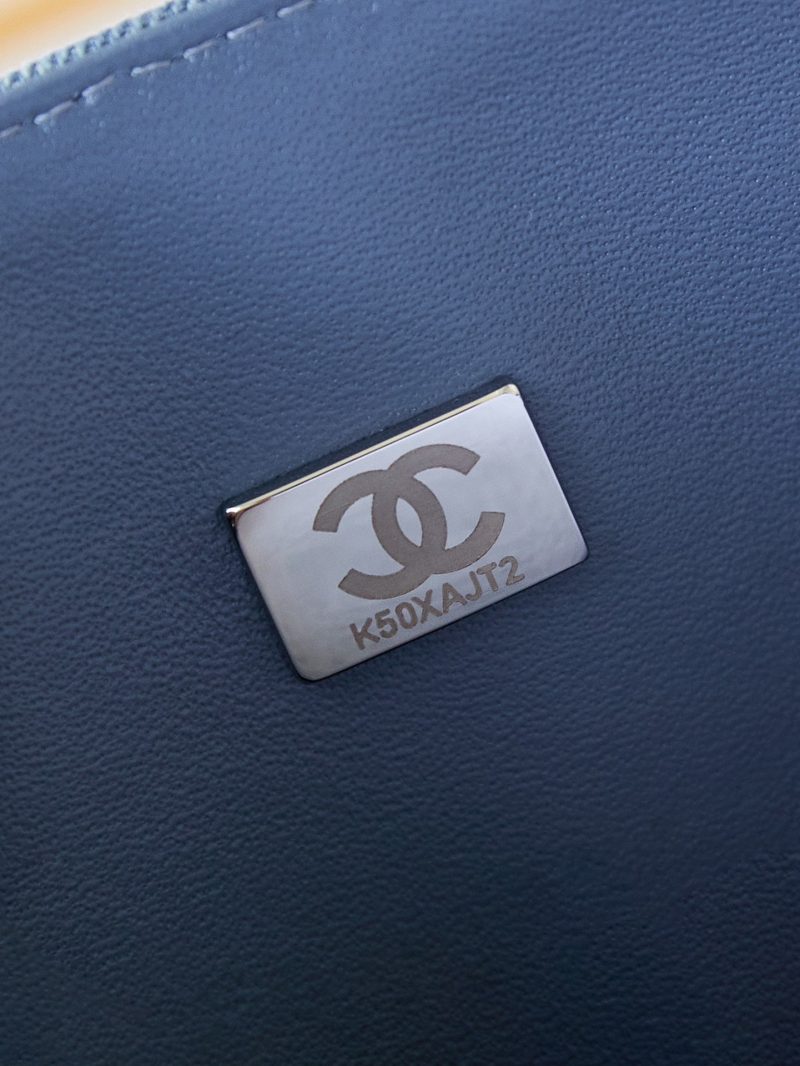 CC 24K Flap Bag 25cm Blue Denim Silver Hardware