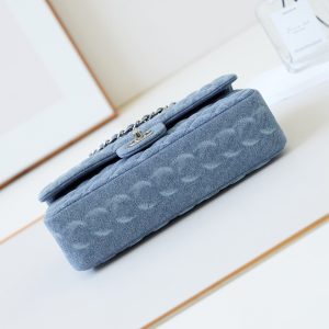 CC 24K Flap Bag 25cm Blue Denim Silver Hardware