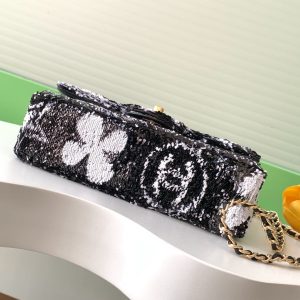 CC 24S Flap Bag Mini 21cm Black White Sequin Gold Hardware 238439