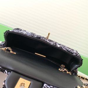 CC 24S Flap Bag Mini 21cm Black White Sequin Gold Hardware 238439