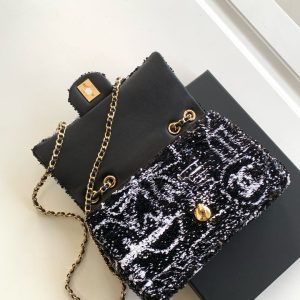 CC 24S Flap Bag Mini 21cm Black White Sequin Gold Hardware 238439