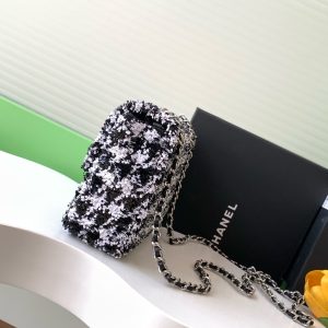 CC 25C White Black Sequin Silver Hardware