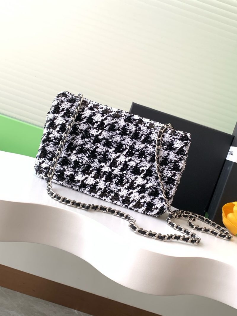 CC 25C White Black Sequin Silver Hardware