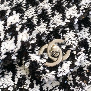 CC 25C White Black Sequin Silver Hardware