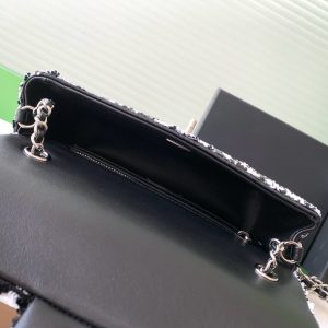 CC 25C White Black Sequin Silver Hardware