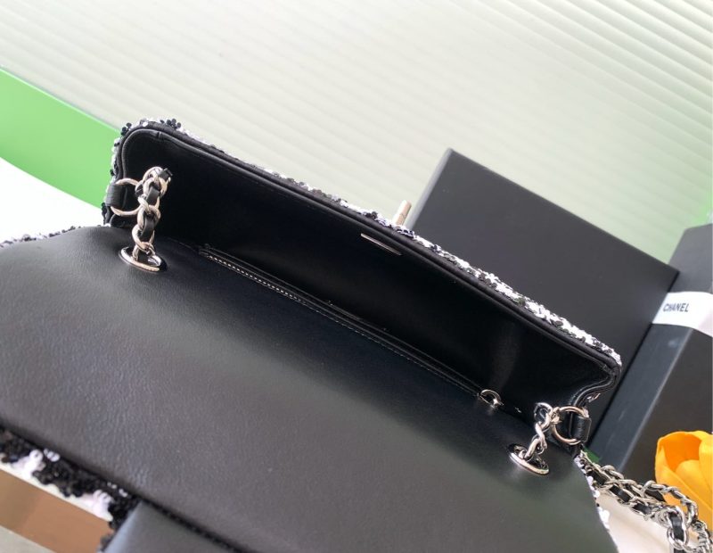 CC 25C White Black Sequin Silver Hardware