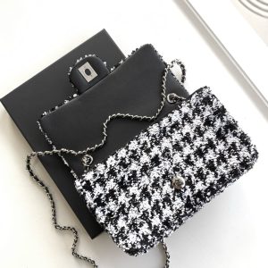 CC 25C White Black Sequin Silver Hardware