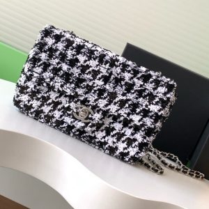 CC 25C White Black Sequin Silver Hardware